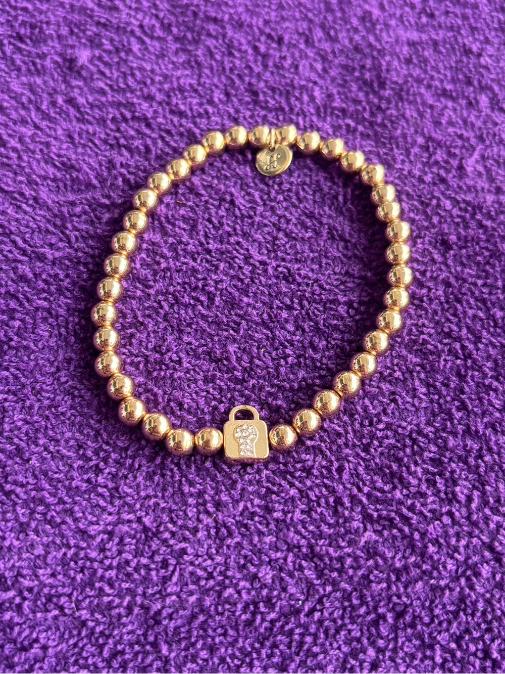 Soul Stacks Bracelet Bar Gold Beaded Bracelet with Padlock Charm - Picture 2 of 3